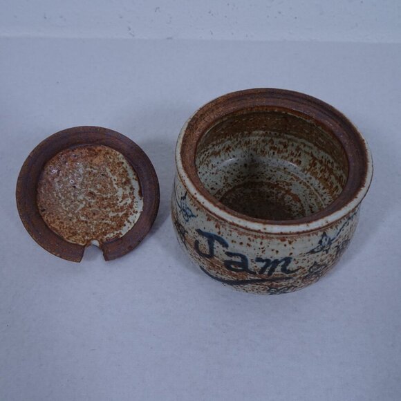 Vintage Studio Art Pottery Jam Jar Honey Pot Rustic Signed Farmhouse Country - Picture 5 of 9
